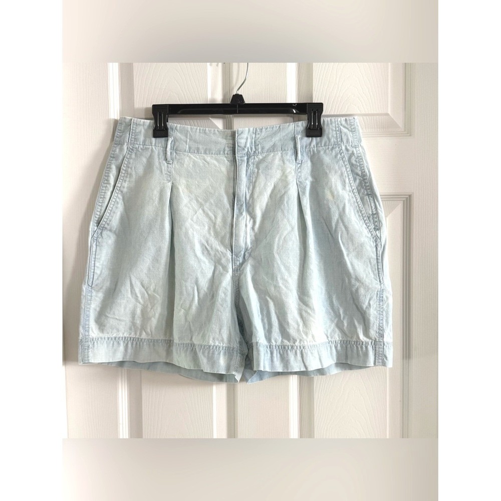 Lauren Ralph Lauren Light Blue Pleated Linen‎ Shorts Womens Size 12 High Rise
